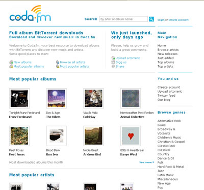 Coda.fm per scaricare musica gratis