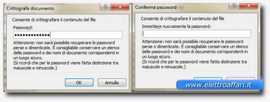 scelta della password del documento