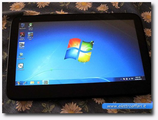 Immagine di un tablet con sistema operativo Windows 7