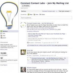 Immagine dell'applicazione Constant Contact Labs per personalizzare Facebook