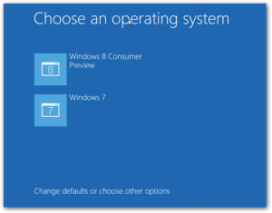 Immagine della schermata di dual boot tra Windows 7 e 8