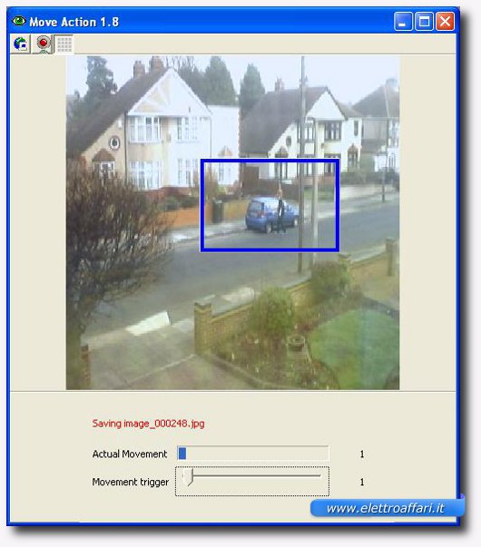 Immagine del software Move Action di videosorveglianza