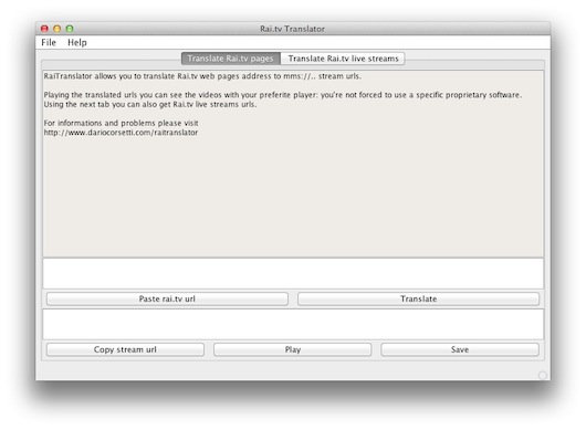 Interfaccia grafica del programma RaiTranslator