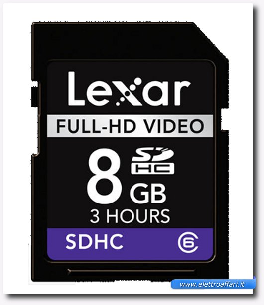 Immagine di una scheda SD Lexar Full-HD Video 8 GB