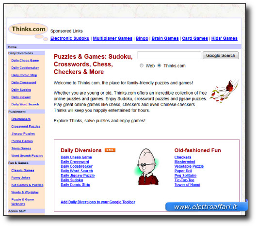 Immagine del sito Thinks.com per giocare a Sudoku
