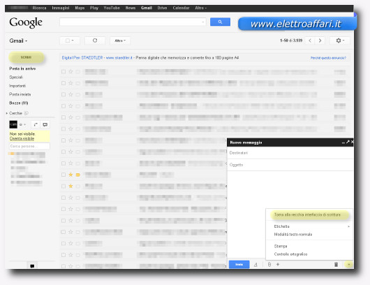 Schermata generale di Gmail