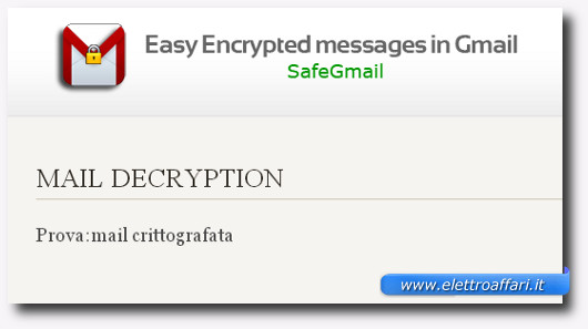Messaggio dell'email decriptata