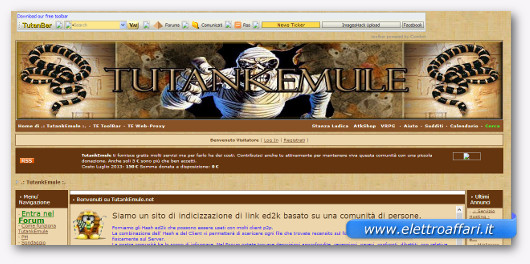 Interfaccia grafica del sito TutankeMule