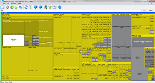 Interfaccia grafica del programma SpaceSniffer